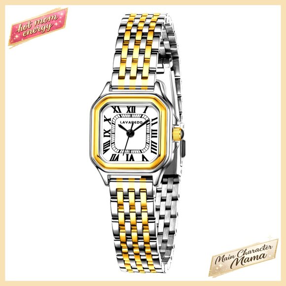Vintage Roman Numeral Dial Rectangular Case Small Ladies Quartz Watch main image 4